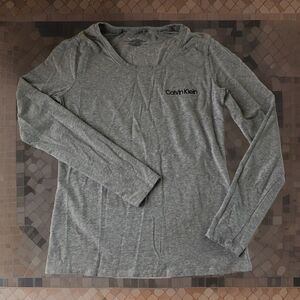 Calvin Klein Sleepwear Women's L/S  Tee Logo Gray Size Small